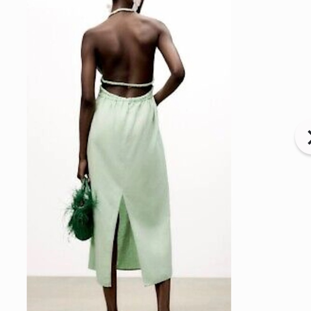 Zara limited edition linen blend midi dress with open back - Picture 5 of 9